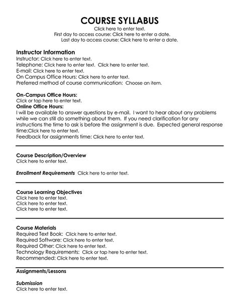 Syllabus Template - 11+ Word Documents Download